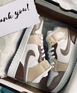 Custom Jordan 1 Brown Beige Sneakers