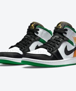 Air Jordan 1 Mid SE – White Black Green Yellow