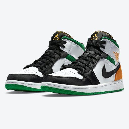 Air Jordan 1 Mid SE – White Black Green Yellow