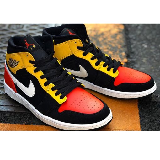 Air Jordan 1 Mid Black Amarillo Orange