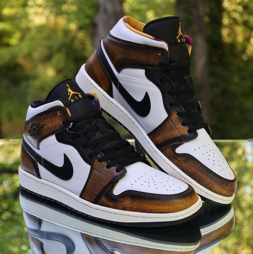 Air Jordan 1 Mid Wear Away White Black Orange