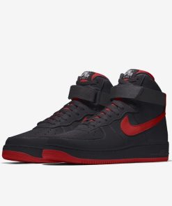 Air Force 1 High Leather Black Red Swoosh New Classic Boot